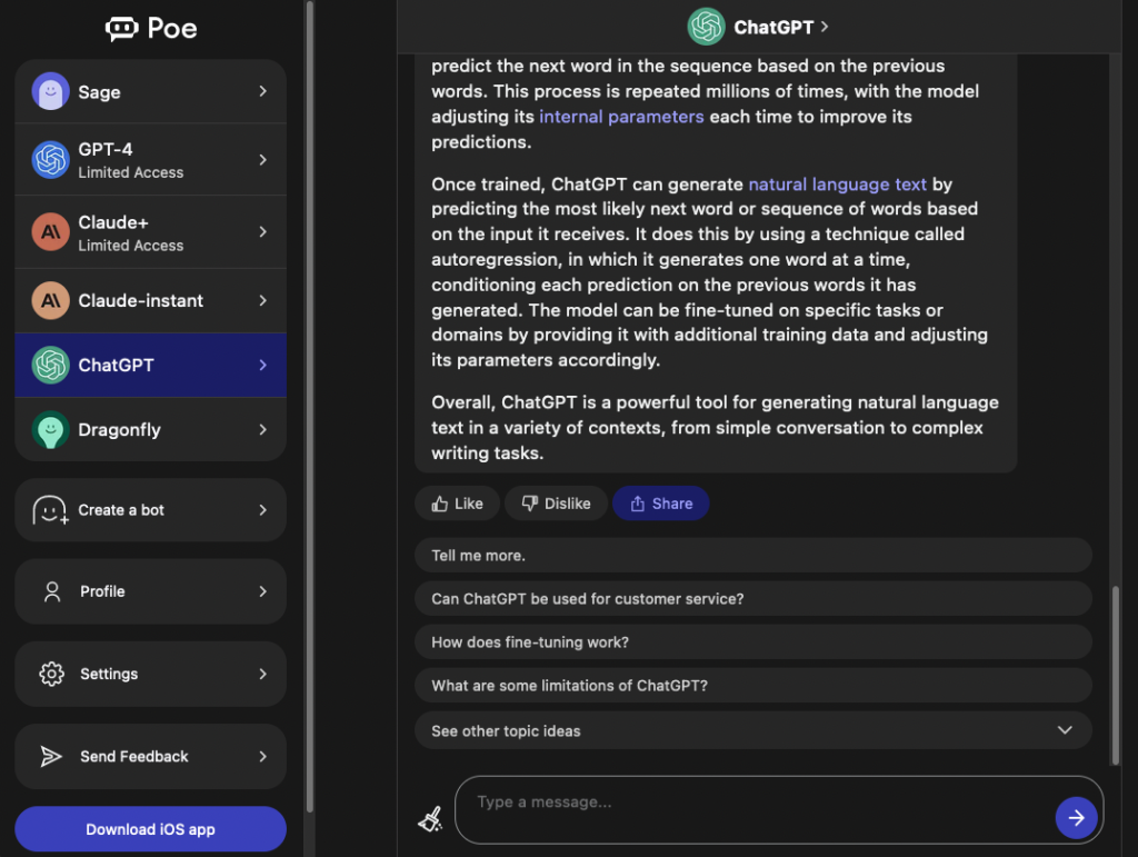 Poe, an alternative way to access ChatGPT